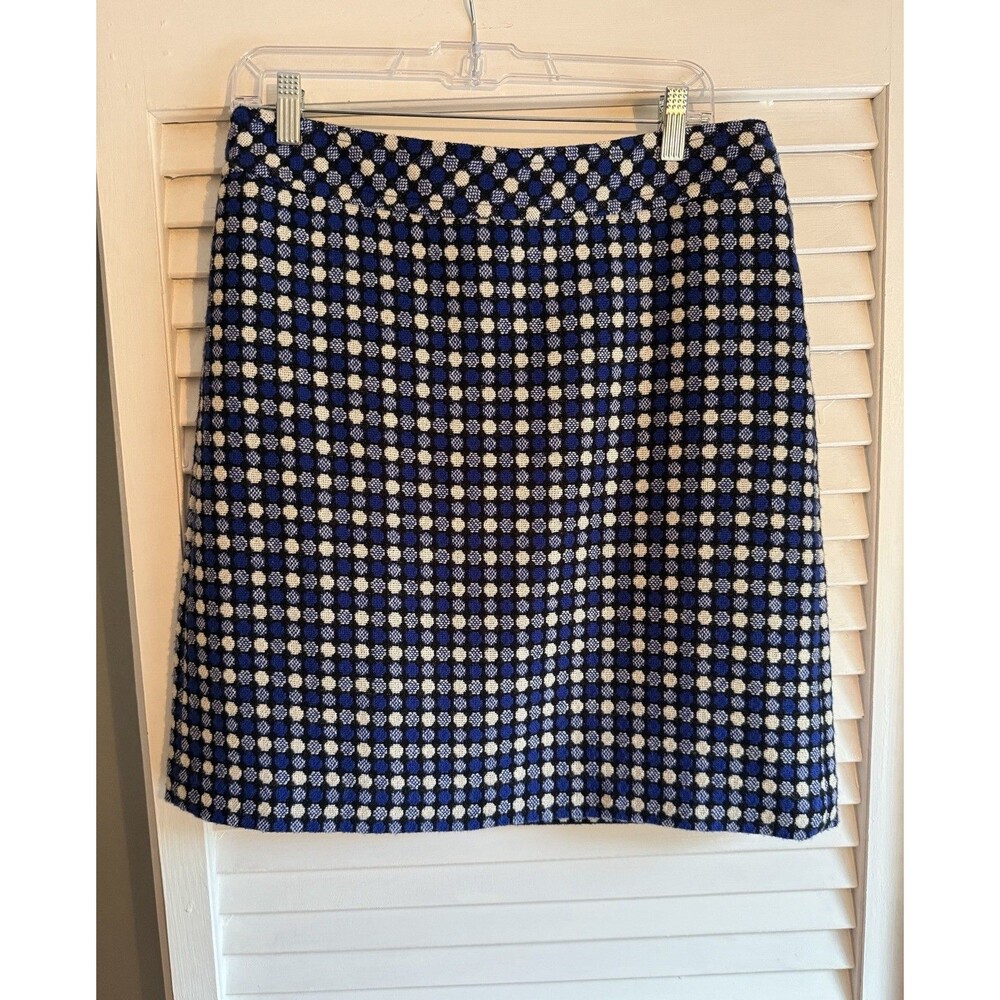Talbots Women's 10 Straight Pencil Skirt Blue White Lined Old Money Classic